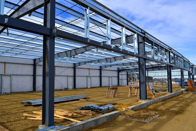 Steel frame of a commercial building under construction